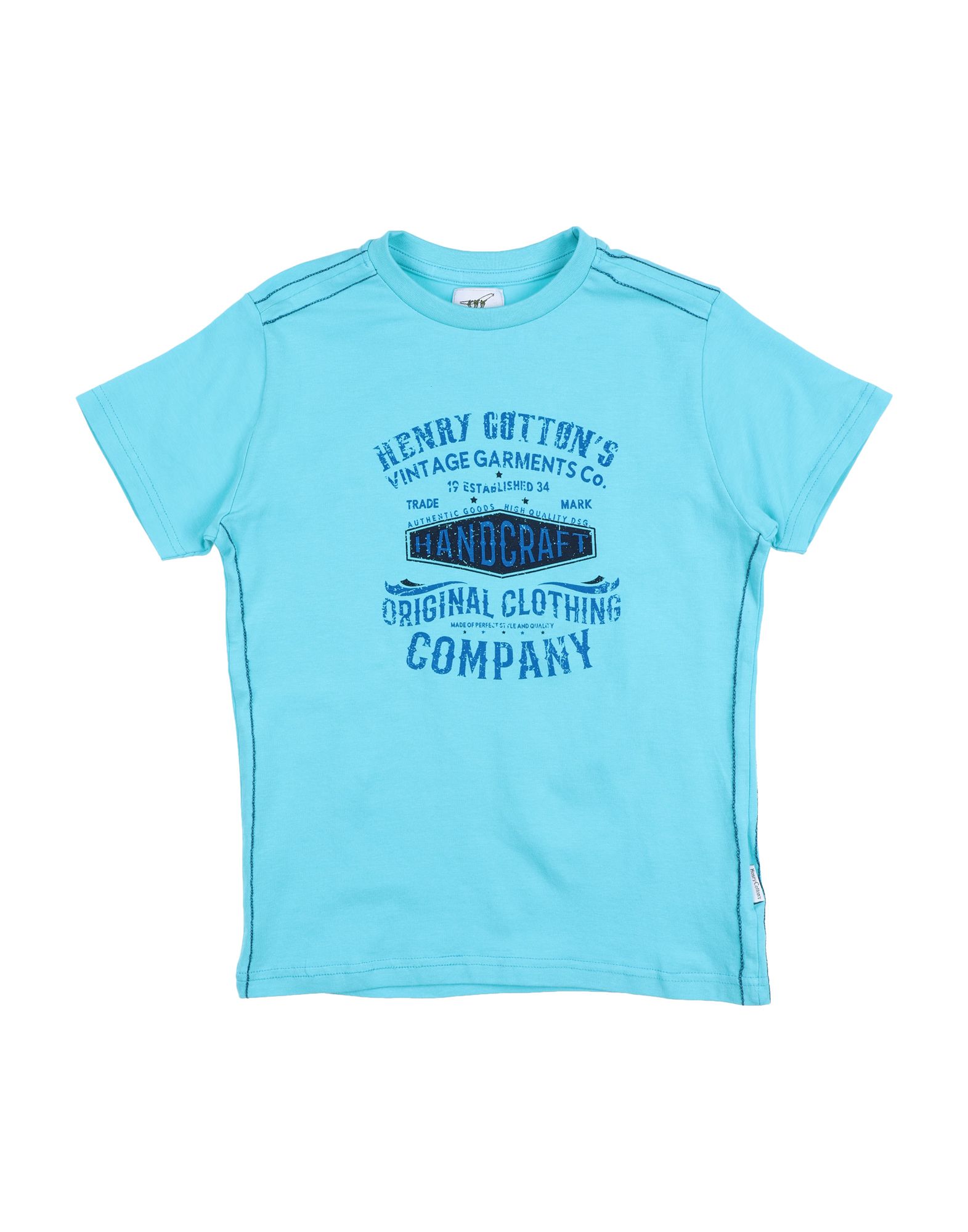 Henry Cotton's Kids' T-shirts In Turquoise