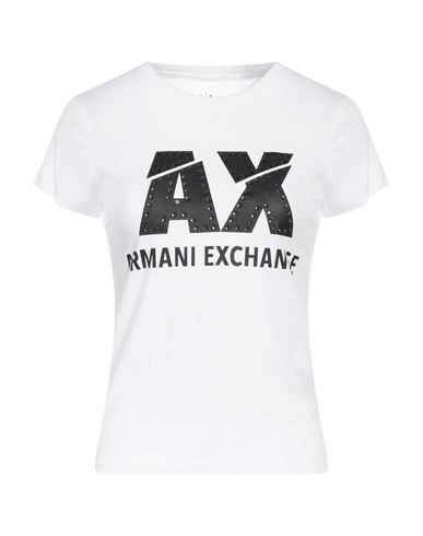 Armani Exchange Woman T-shirt White Size S Cotton, Elastane