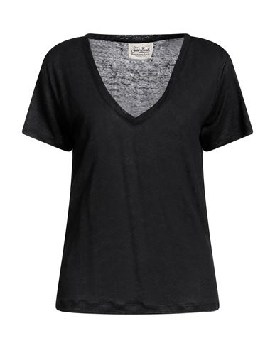 Mc2 Saint Barth Woman T-shirt Black Size M Linen
