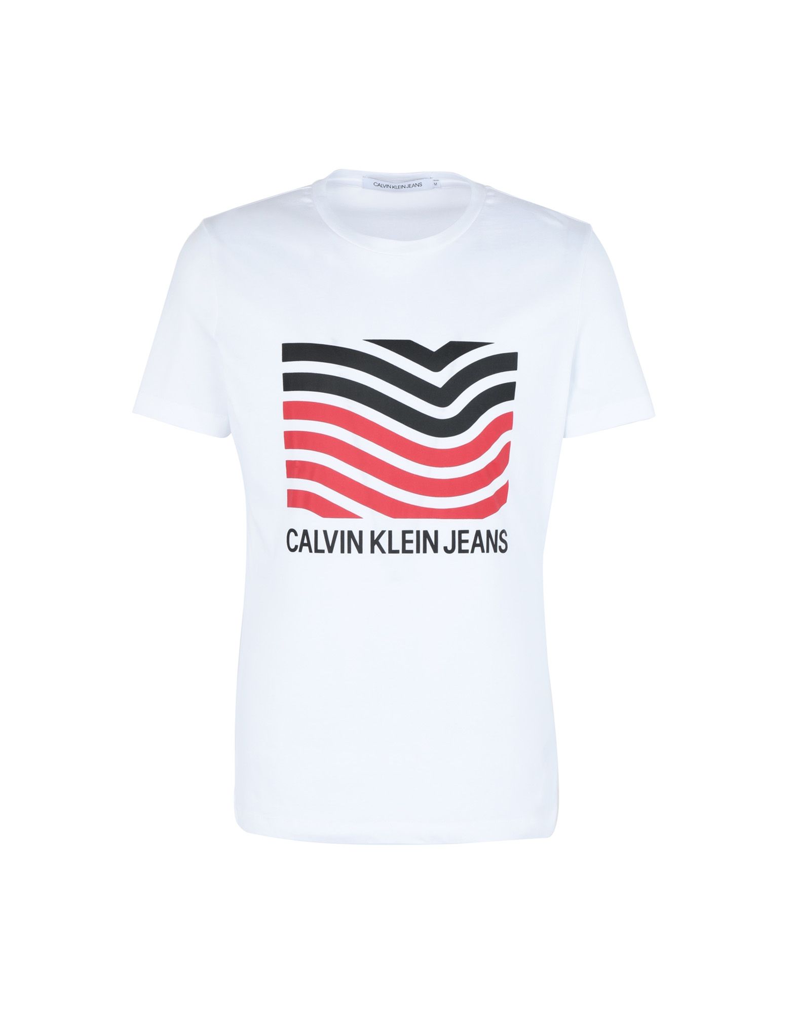 《セール開催中》CALVIN KLEIN JEANS メンズ T シャツ ホワイト XL コットン 100% MODERNIST LOGO SLIM