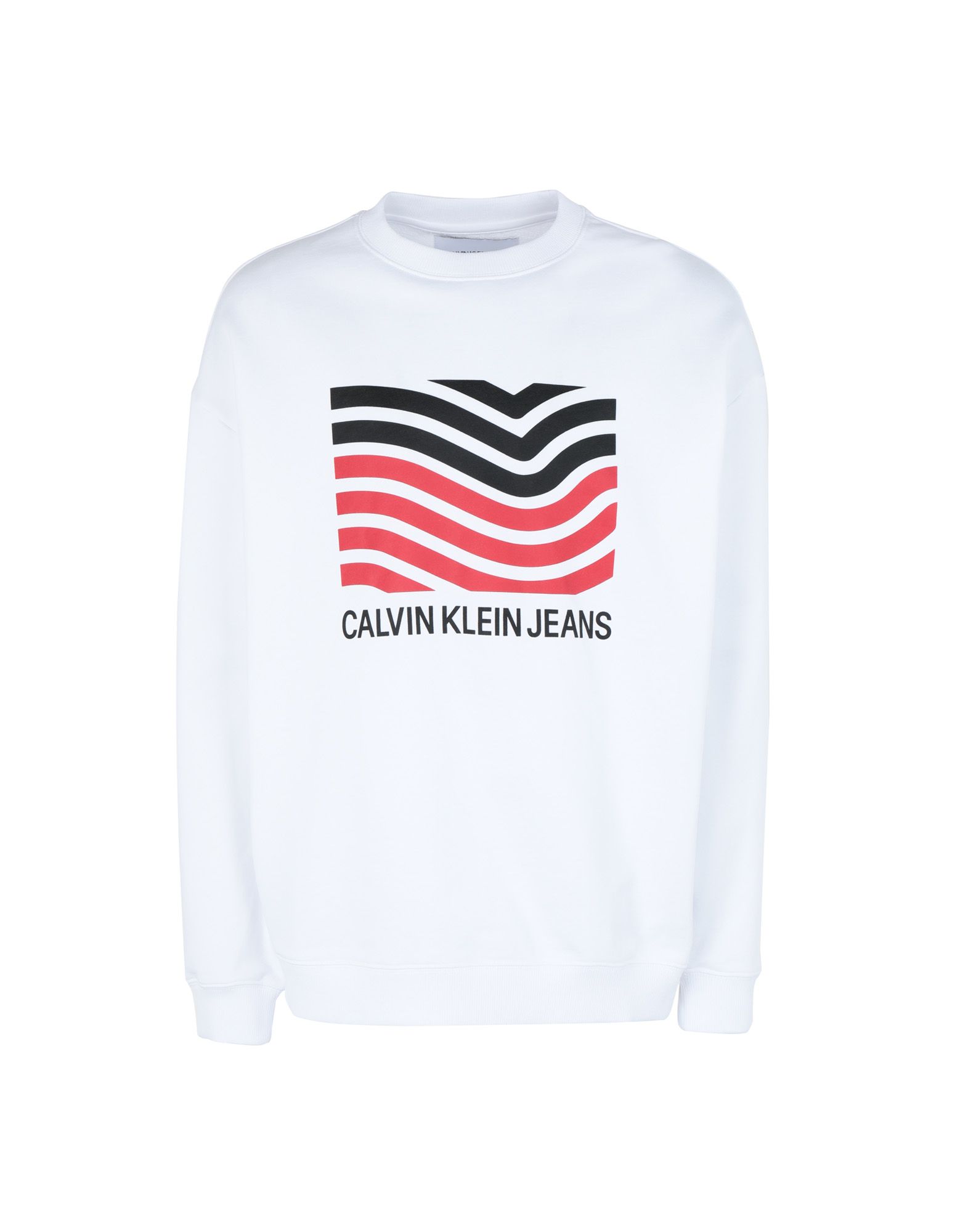 《セール開催中》CALVIN KLEIN JEANS メンズ スウェットシャツ ホワイト M コットン 100% MODERNIST WAVE CREW