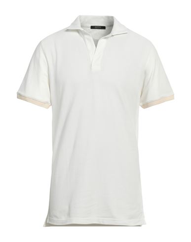 Alpha Studio Man Polo Shirt Ivory Size 40 Cotton In White