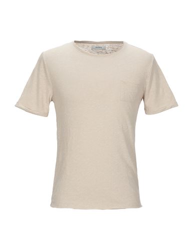 Man T-shirt Beige Size 40 Cotton, Flax