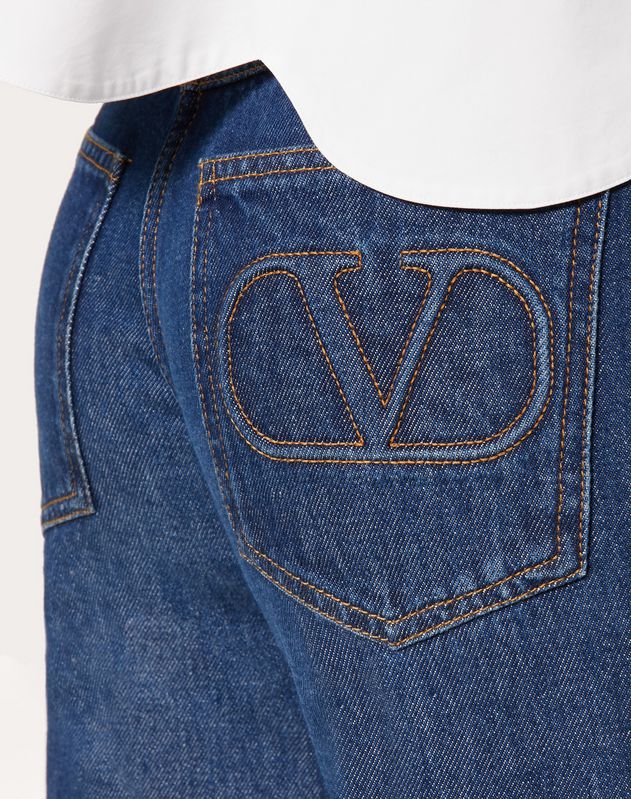 embroidered denim pants