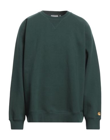 Carhartt Man Sweatshirt Green Size Xxl Cotton, Polyester