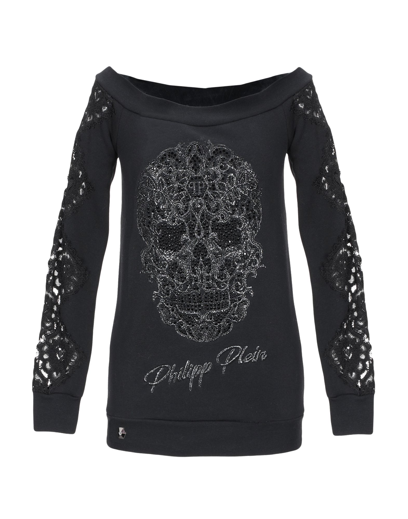 《セール開催中》PHILIPP PLEIN レディース スウェットシャツ ブラック XS コットン 65% / ポリエステル 35% / ナイロン / ガラス / アルミニウム