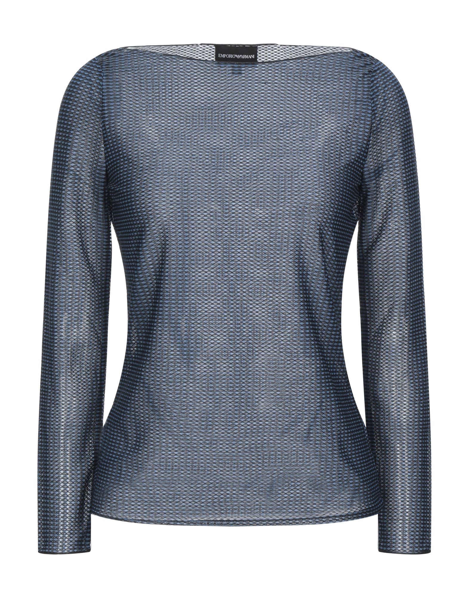 《セール開催中》EMPORIO ARMANI レディース T シャツ ブルー 46 ナイロン 62% / ポリエステル 30% / ポリウレタン 8%