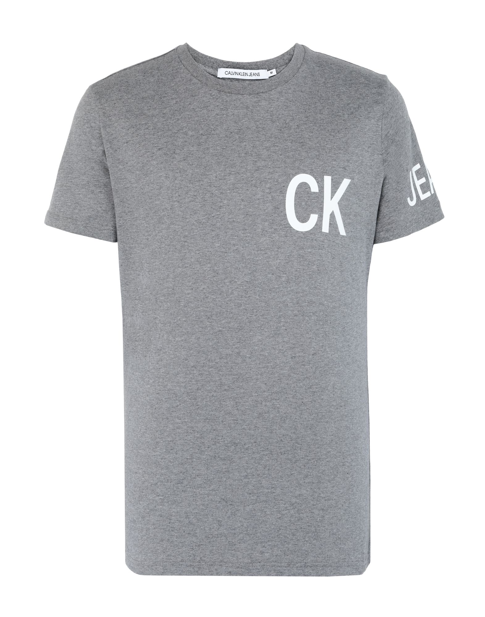 《期間限定 セール開催中》CALVIN KLEIN JEANS メンズ T シャツ グレー S コットン 100% CK JEANS ON SLEEVE S