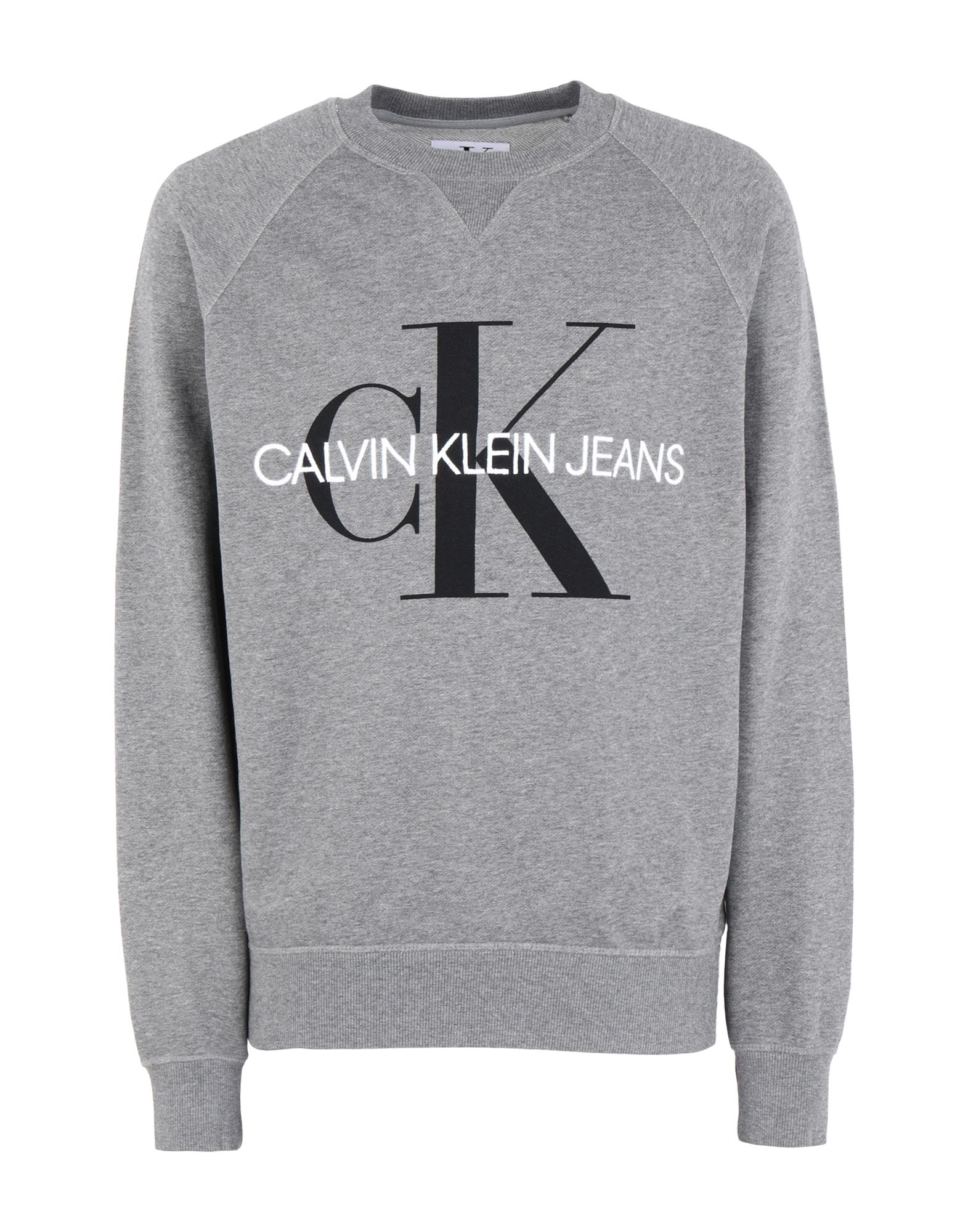 《セール開催中》CALVIN KLEIN JEANS メンズ スウェットシャツ グレー S コットン 100% WASHED REG MONOGRAM