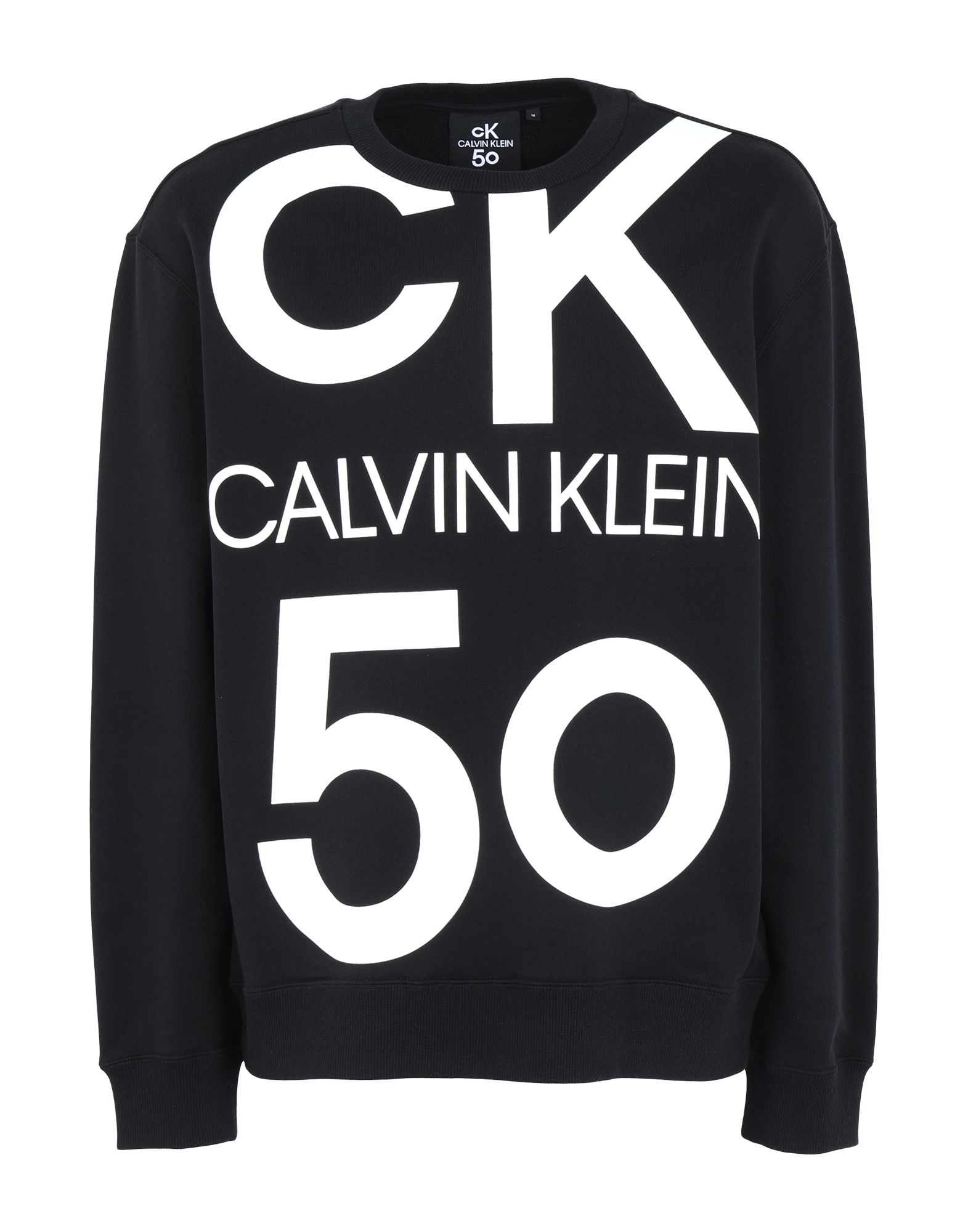 《セール開催中》CALVIN KLEIN JEANS メンズ スウェットシャツ ブラック M コットン BCI 100% LOGO RELAXED CN HWK