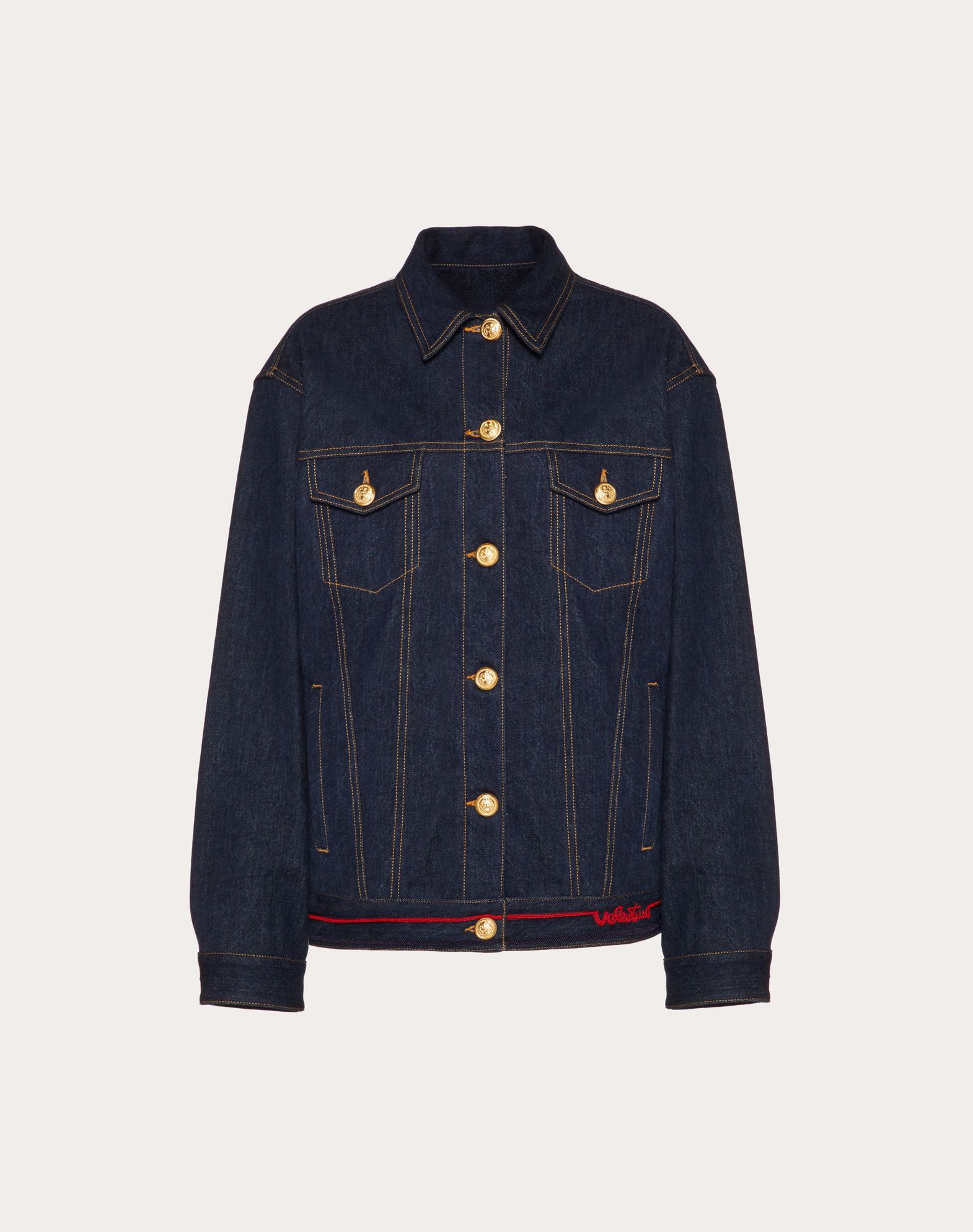 Valentino Denim Jacket With Signature Embroidery In Blue | ModeSens