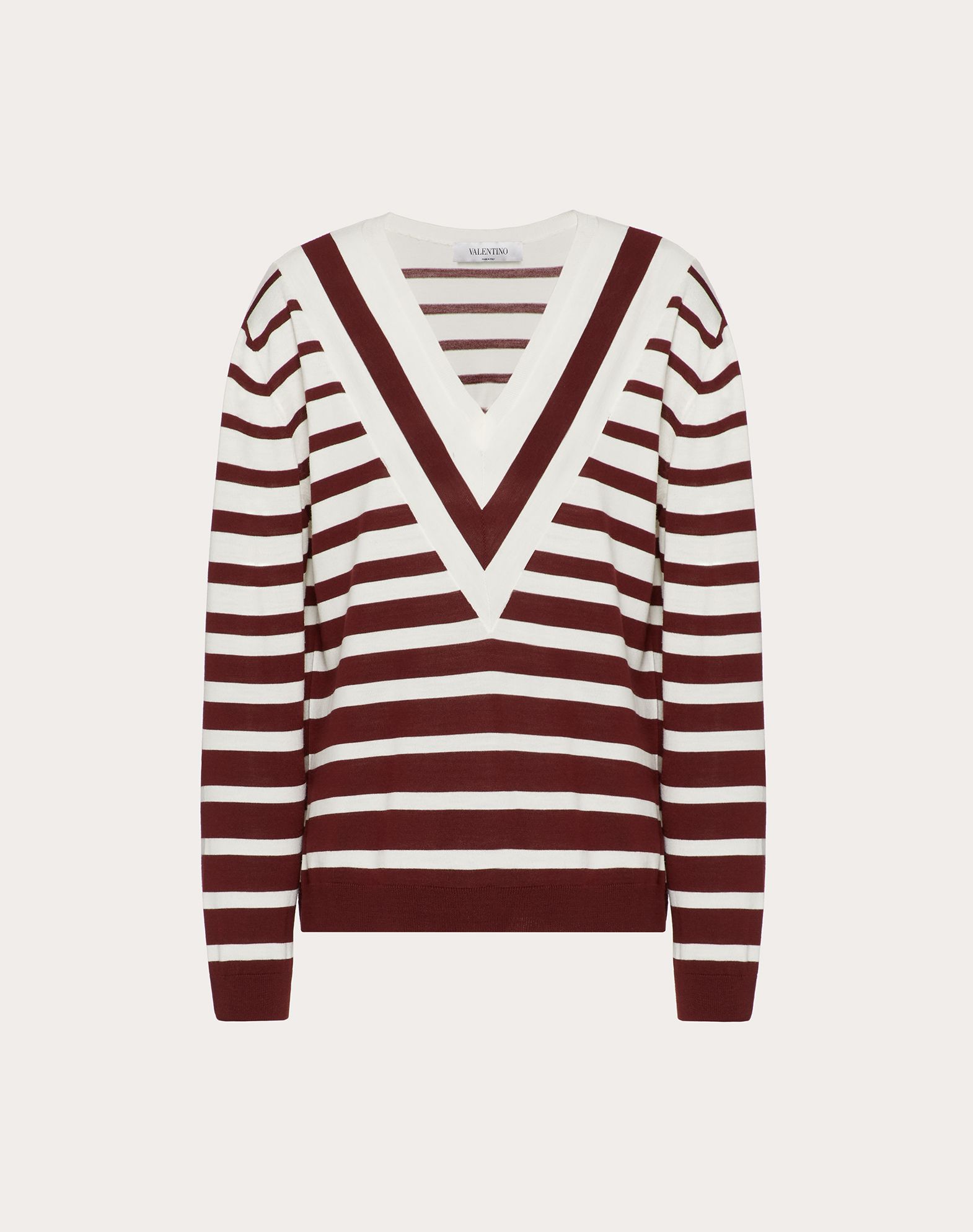 Valentino Signature Degradé Stripe Wool Sweater In Brown