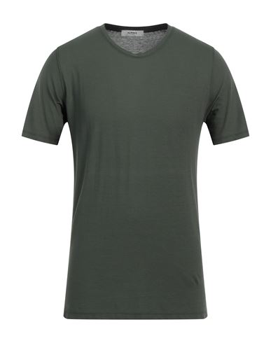 Alpha Studio Man T-shirt Dark Green Size 40 Cotton