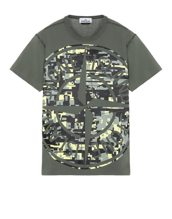 Short sleeve t-shirt Man 23387 MIXED YARN JACQUARD CAMO Front STONE ISLAND