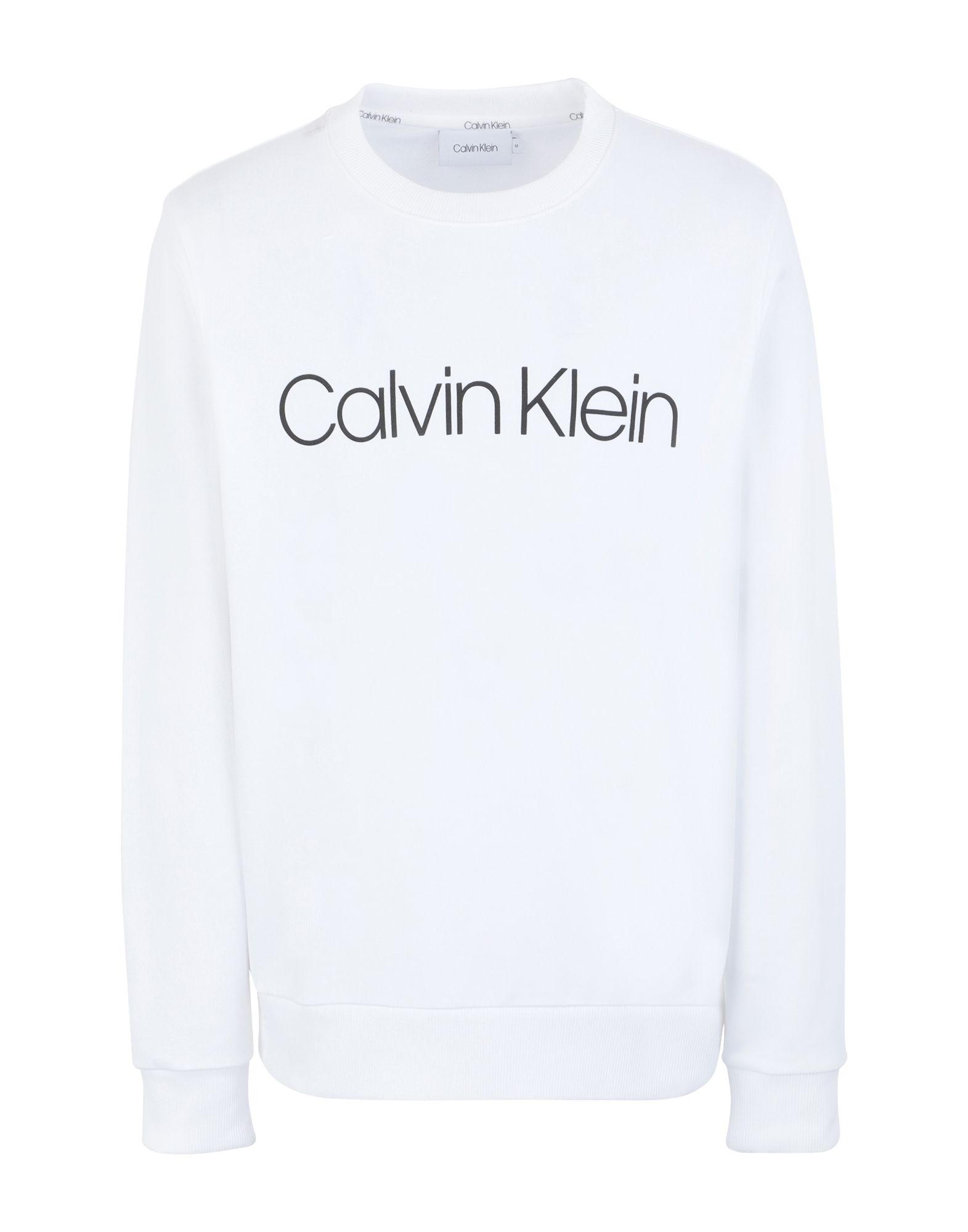 《セール開催中》CALVIN KLEIN メンズ スウェットシャツ ホワイト S オーガニックコットン 100% COTTON LOGO SWEATSHIRT