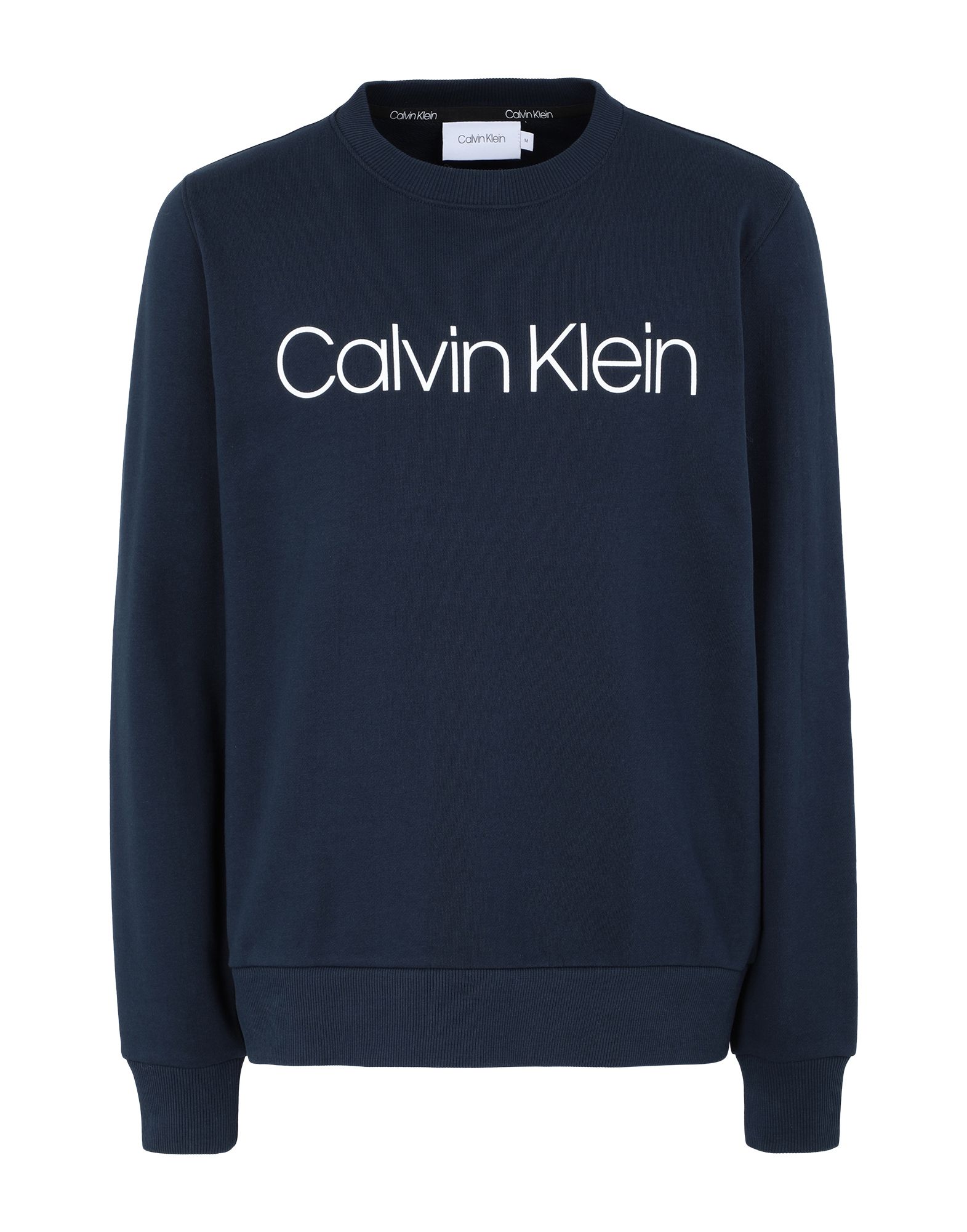 《セール開催中》CALVIN KLEIN メンズ スウェットシャツ ダークブルー S オーガニックコットン 100% COTTON LOGO SWEATSHIRT