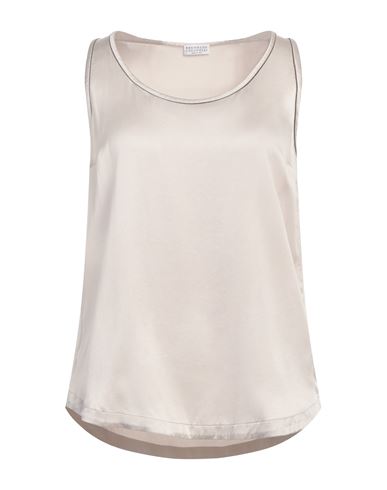 Brunello Cucinelli Woman Top Beige Size L Silk, Elastane, Brass In Beige