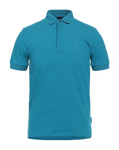 Armani Exchange Man Polo Shirt Turquoise Size Xxl Cotton, Elastane, Polyester In Blue