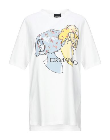 Woman T-shirt White Size 4 Cotton, Elastane