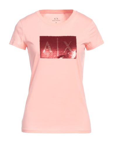 Woman T-shirt Salmon pink Size S Cotton