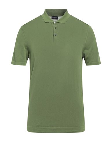 Drumohr Man Polo Shirt Sage Green Size 44 Cotton