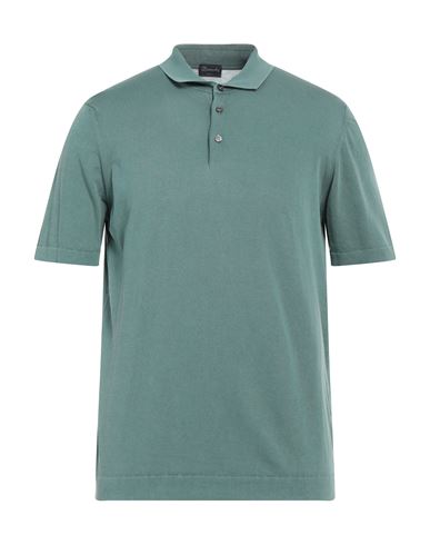 Drumohr Man Polo Shirt Deep Jade Size 40 Cotton In Green