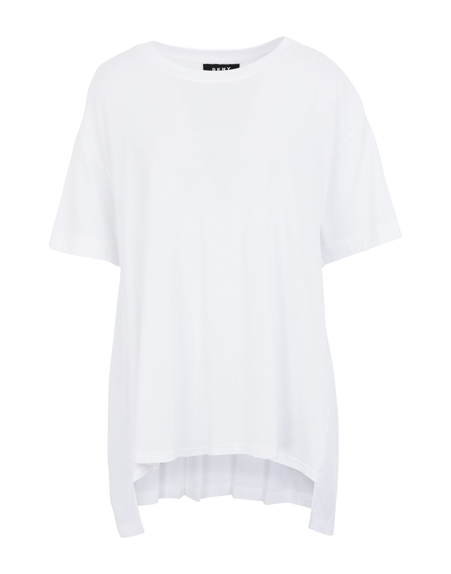 《セール開催中》DKNY レディース T シャツ ホワイト XS ポリエステル 66% / コットン 34% / レーヨン HI-LOW TOP WITH PLEATED BACK