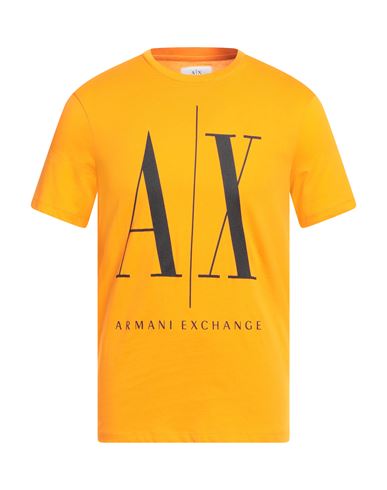 Armani Exchange Man T-shirt Orange Size S Cotton In Yellow