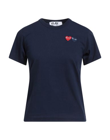 Comme Des Garçons Play Woman T-shirt Navy Size L Cotton In Blue
