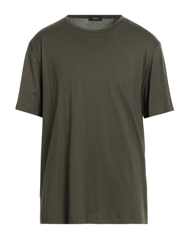 Theory Man T-shirt Khaki Size L Cotton In Green