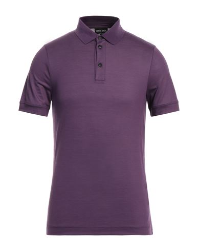 Giorgio Armani Man Polo Shirt Purple Size 38 Virgin Wool, Wool