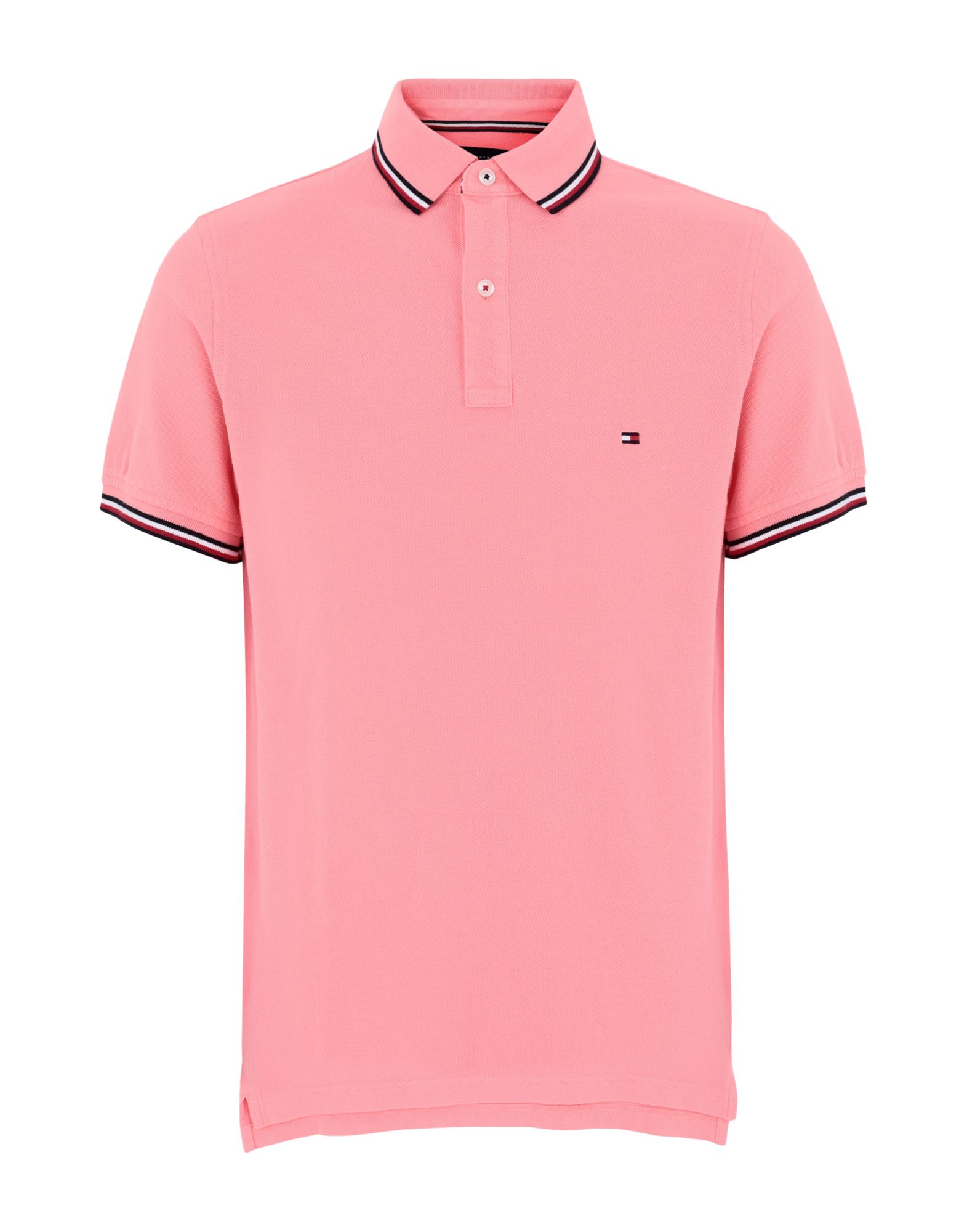 《セール開催中》TOMMY HILFIGER メンズ ポロシャツ ピンク S オーガニックコットン 100% TOMMY TIPPED SLIM POLO