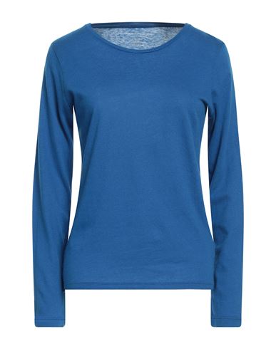 Majestic Filatures Woman T-shirt Blue Size 2 Cotton, Cashmere In Blue