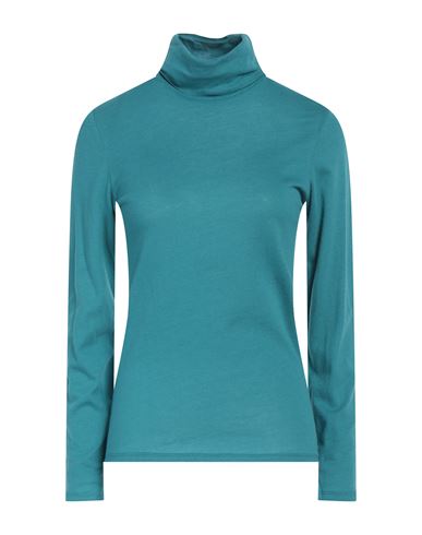 Majestic Filatures Woman T-shirt Turquoise Size 2 Cotton, Cashmere In Blue