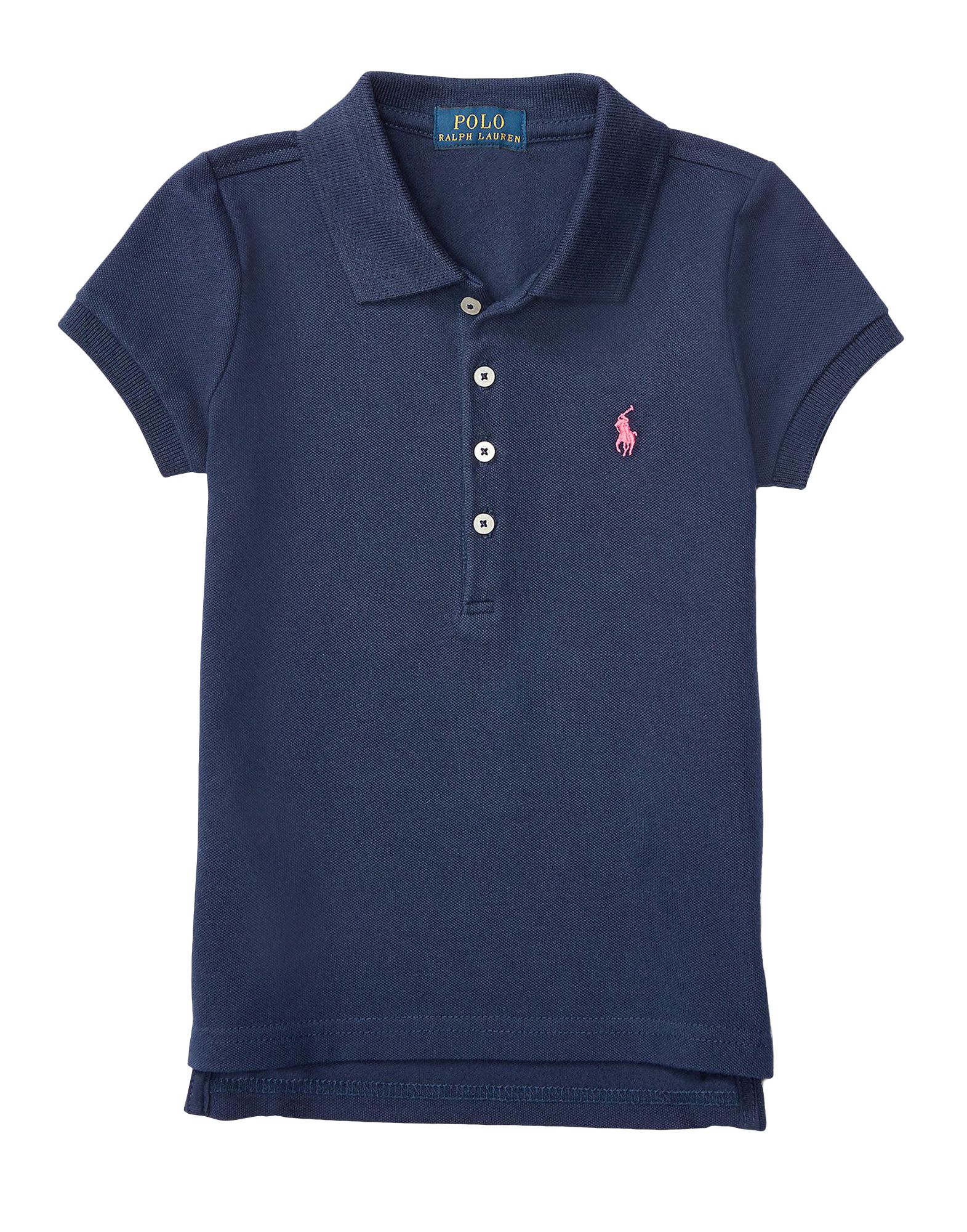 ＜YOOX＞ RALPH LAUREN ガールズ 3-8 歳 ポロシャツ ダークブルー 5 コットン 98% / ポリウレタン 2% Cotton Polo Shirt画像