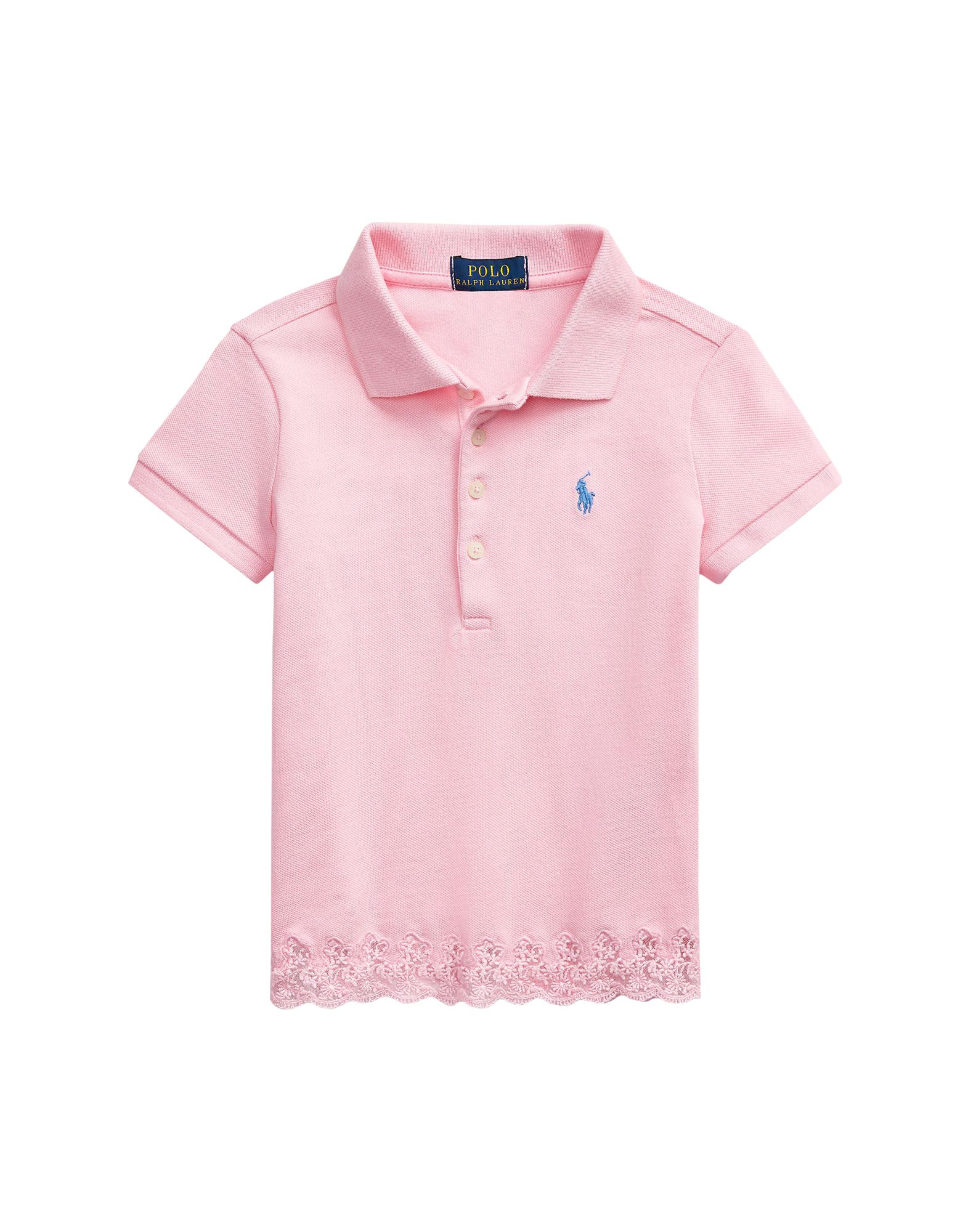 ＜YOOX＞ RALPH LAUREN ガールズ 3-8 歳 ポロシャツ ピンク 6 コットン 98% / ポリウレタン 2% Short Sleeve Stretch Mesh Lace Polo画像