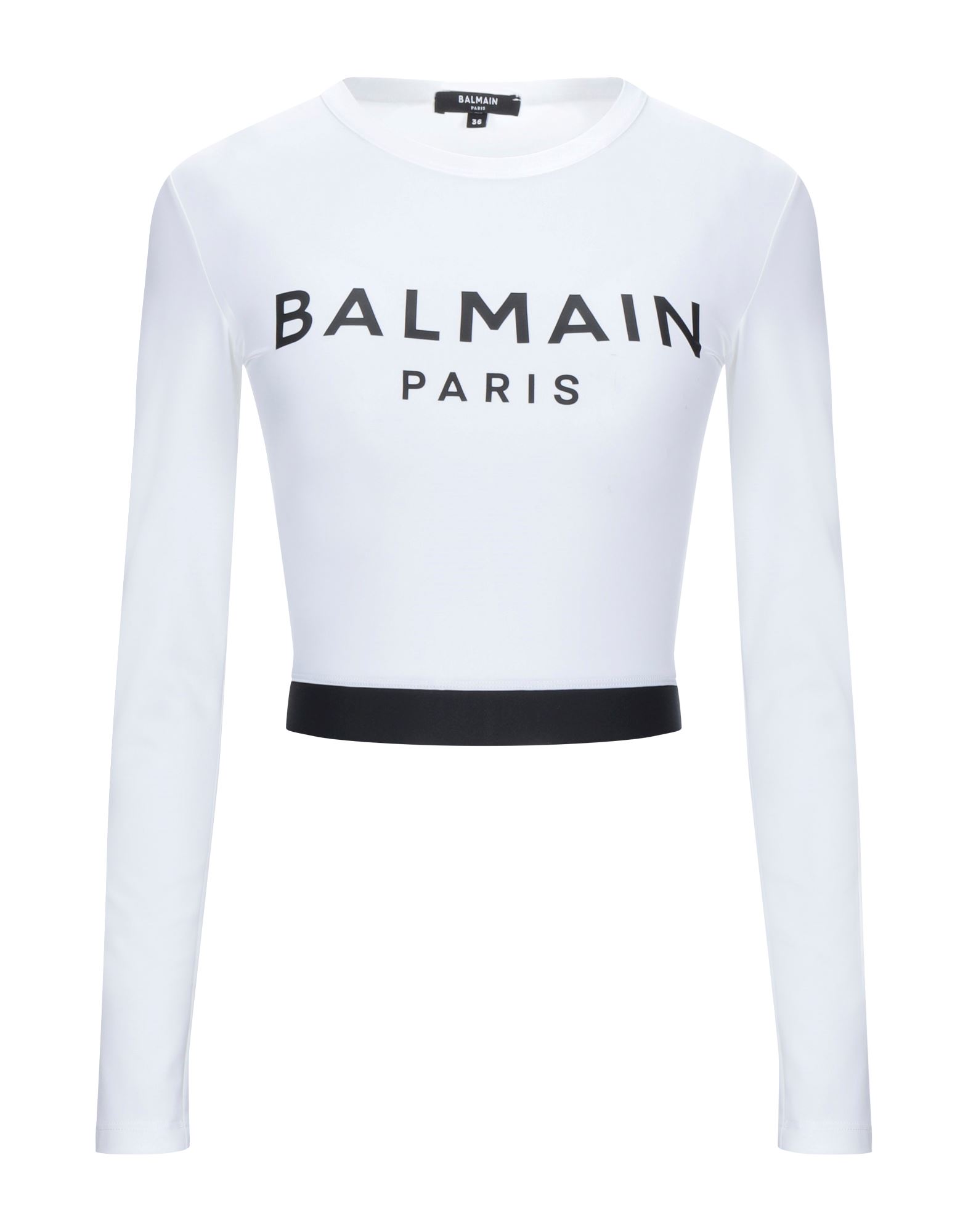 《セール開催中》BALMAIN レディース T シャツ ホワイト 40 ポリエステル 70% / ポリウレタン 22% / ナイロン 8%