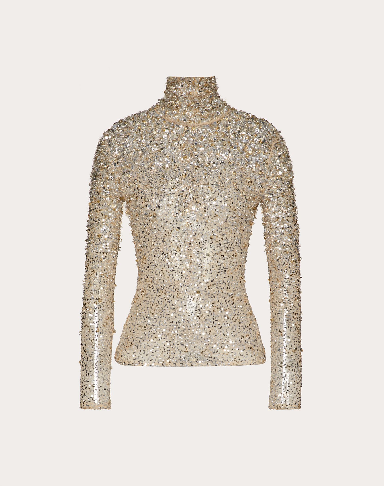 VALENTINO VALENTINO EMBELLISHED STRETCH TULLE TOP