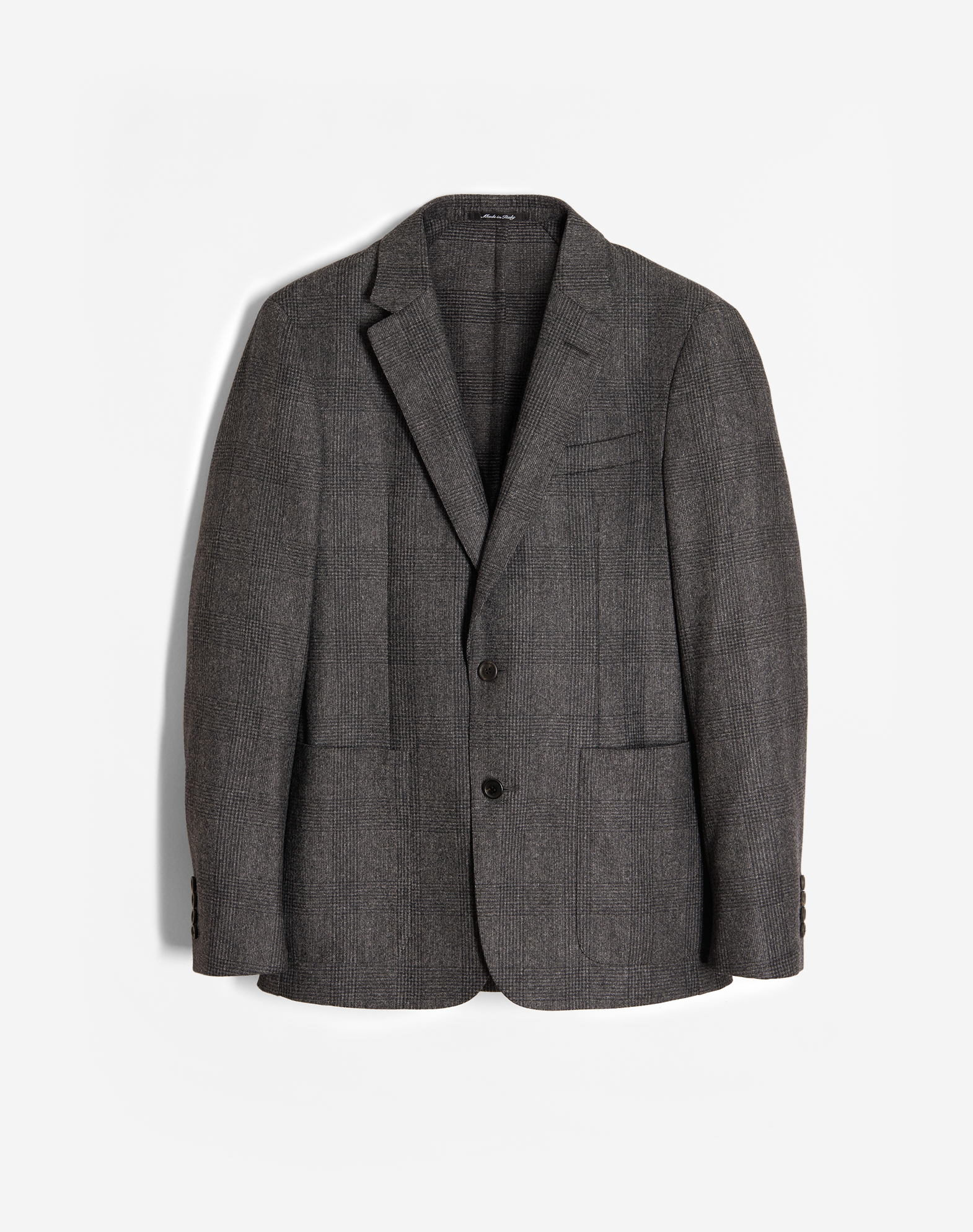 Dunhill Wool Flannel Brushed Check Travel Jacket In Charcoal