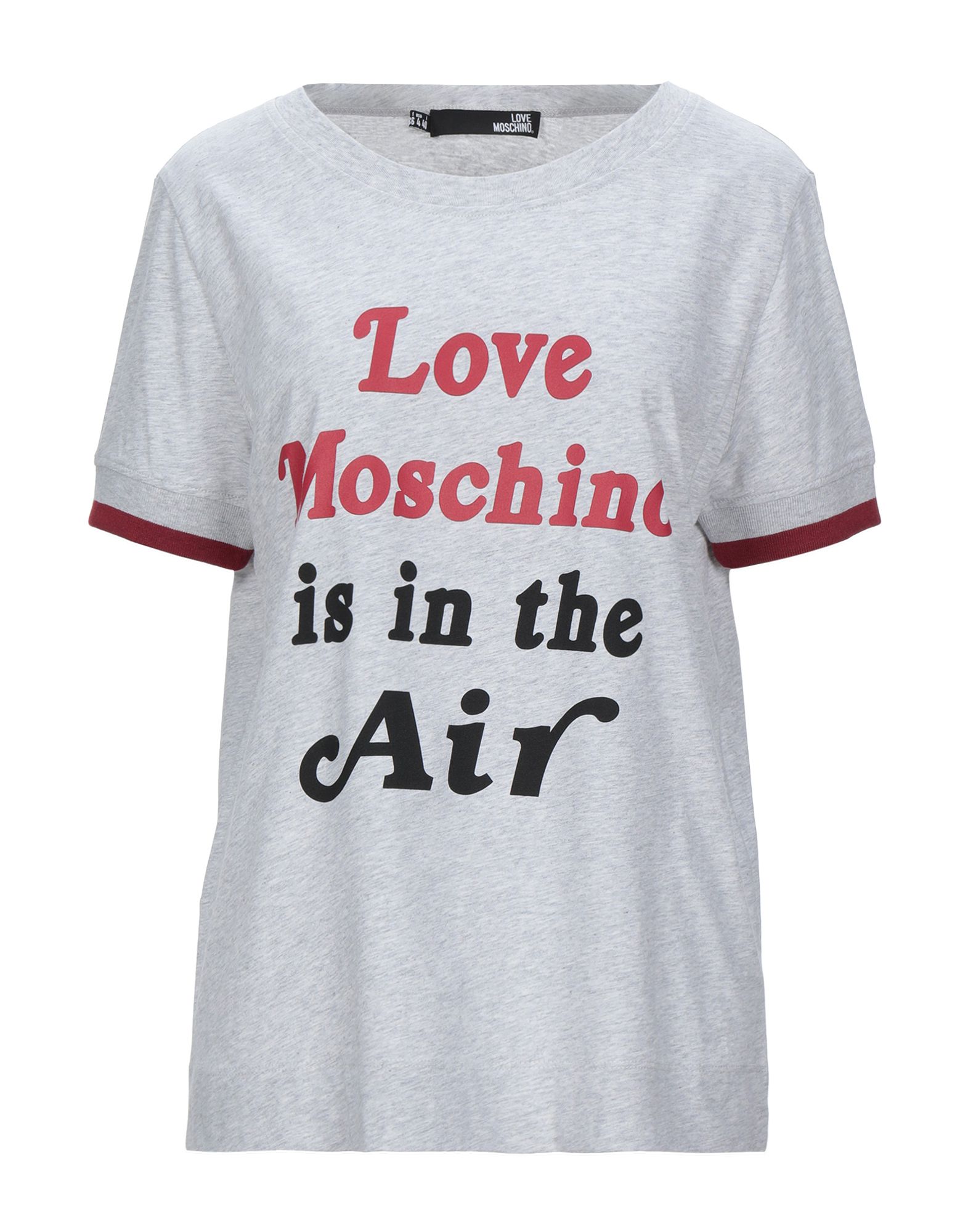 《セール開催中》LOVE MOSCHINO レディース T シャツ ライトグレー 40 コットン 100% / ポリエステル / ポリウレタン