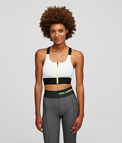Karl Lagerfeld Donna Reggiseno Sportivo Seamless Bianco 95% Poliammide, 5% Elastan, Taglia: S