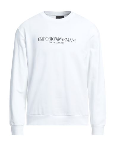 Emporio Armani Man Sweatshirt White Size Xxl Cotton, Elastane