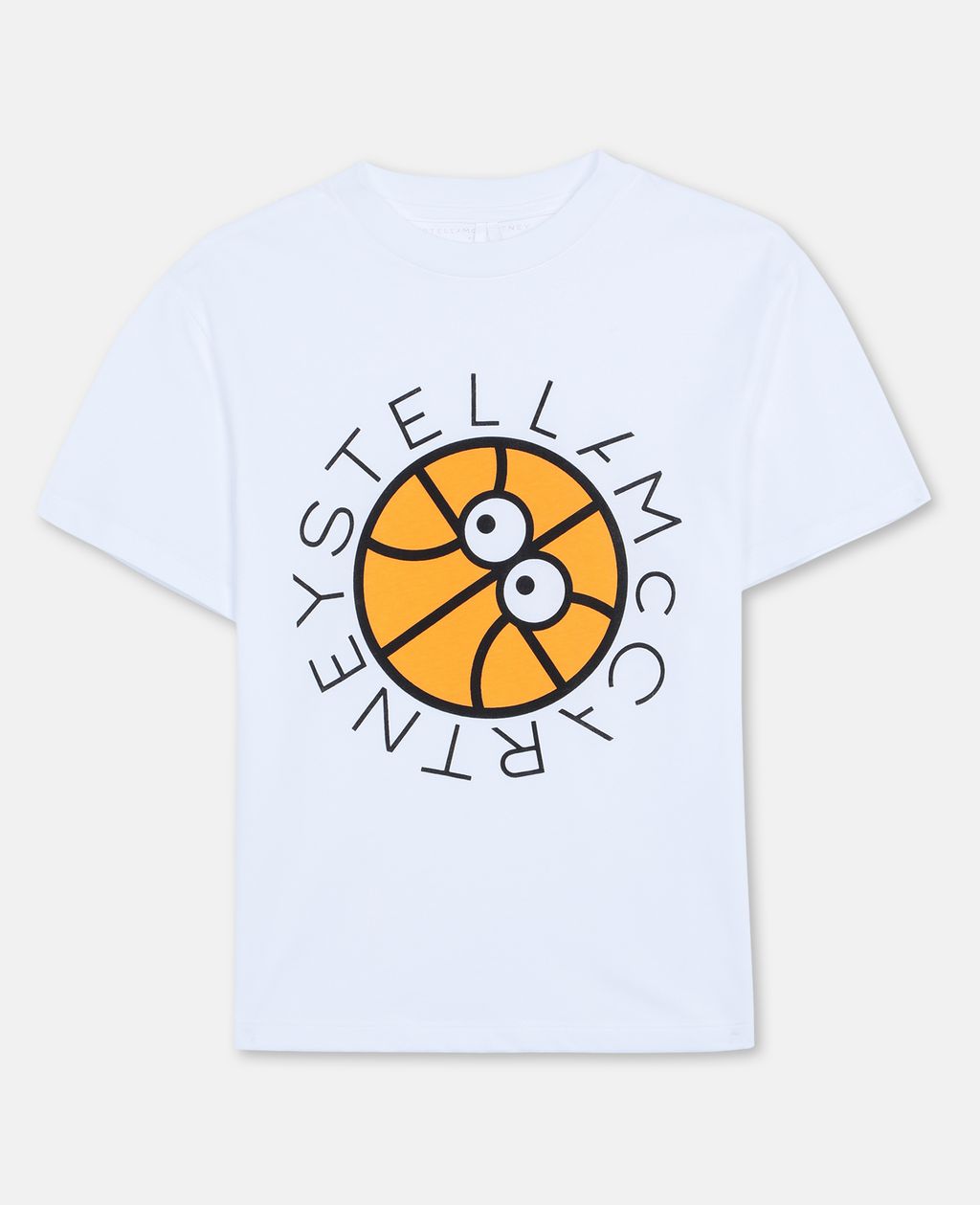 Shop Stella Mccartney Kids White Oversize Basketball Logo Cotton T-shirt