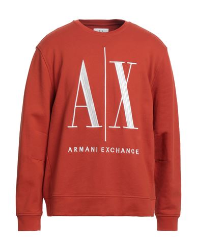 Armani Exchange Man Sweatshirt Rust Size S Cotton, Elastane In Red