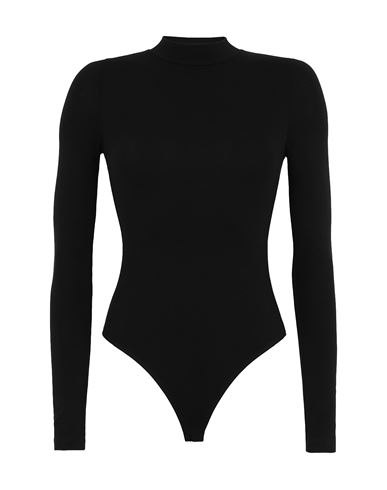 Jersey L/sleeve Roll-neck Thong Bodysuit Woman T-shirt Black Size S Viscose, Elastane