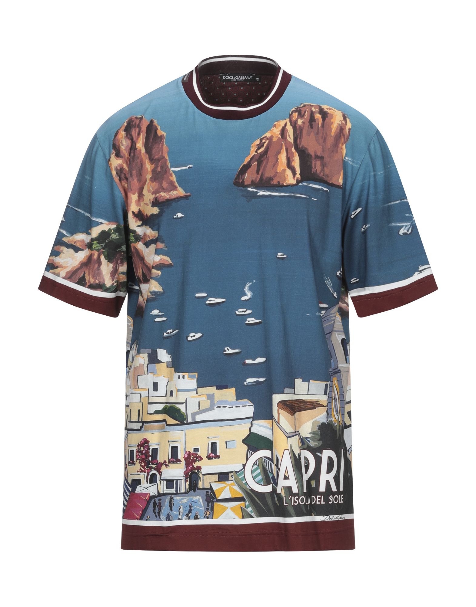 《セール開催中》DOLCE & GABBANA メンズ T シャツ ブルー 46 コットン 95% / シルク 5% / ポリウレタン