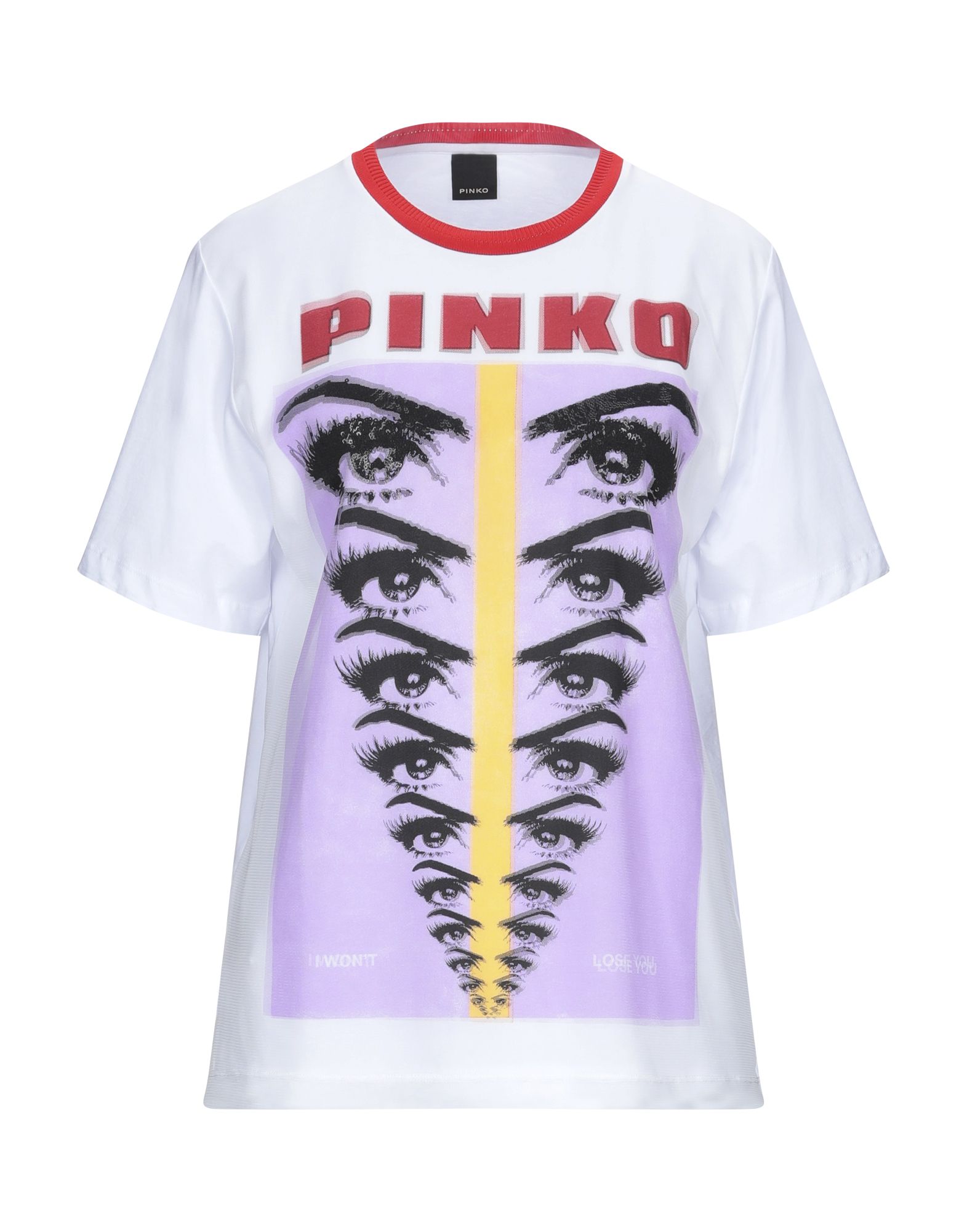 《セール開催中》PINKO レディース T シャツ ホワイト M コットン 100% / ポリエステル / ナイロン / ポリウレタン