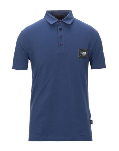 Cavalli Class Man Polo Shirt Midnight Blue Size Xs Cotton, Elastane In Multi