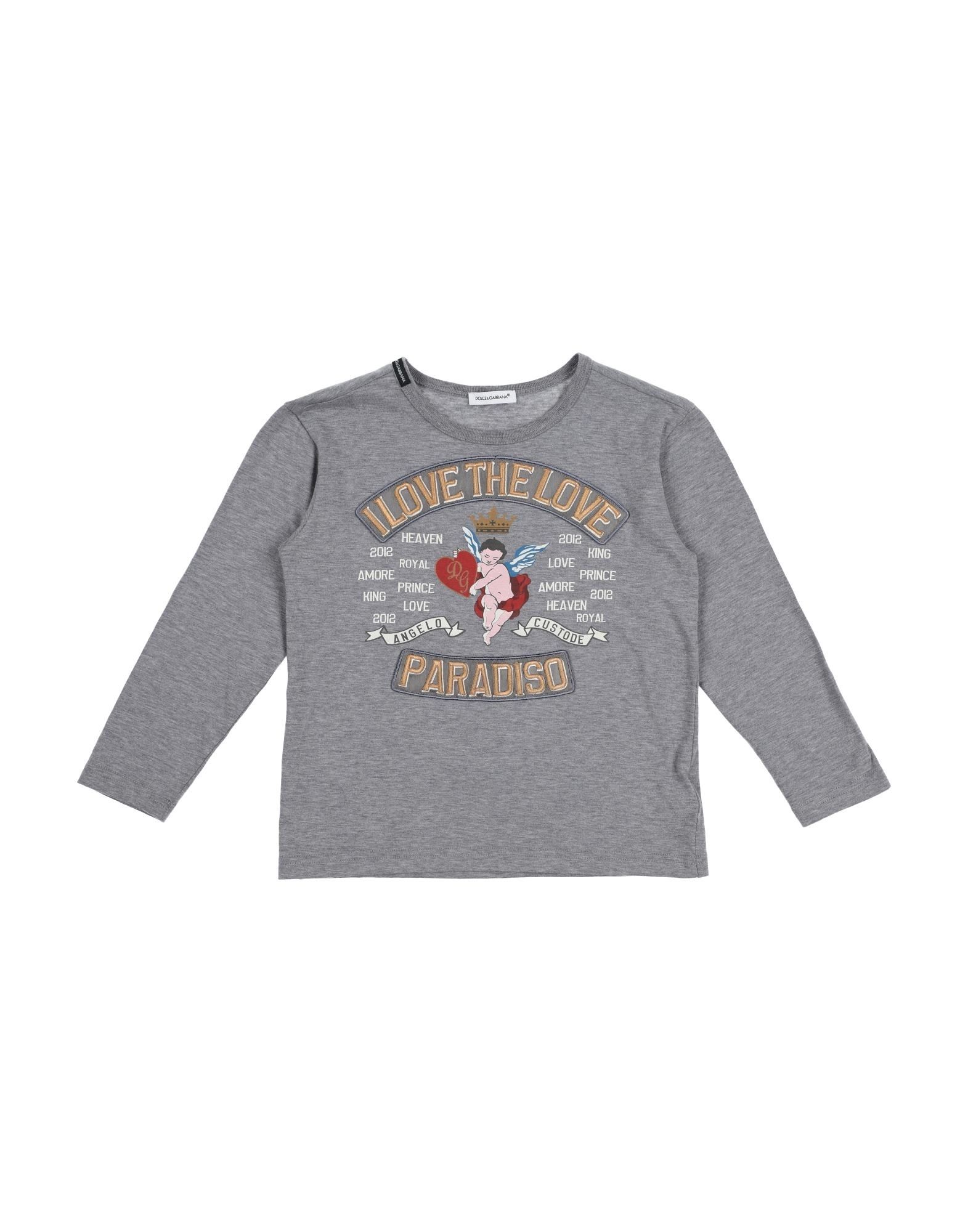 Shop Dolce & Gabbana Toddler Boy T-shirt Grey Size 7 Cotton, Polyamide, Viscose, Polyester