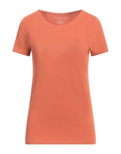 Shop Majestic Filatures Woman T-shirt Rust Size 3 Cotton, Elastane In Red